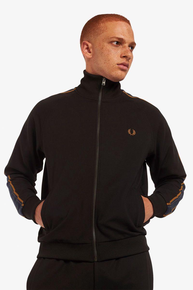 Black Fred Perry Medal Tape Track Men\'s Jackets | PH 1215VRWD